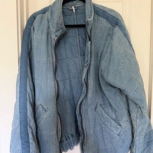 Free People Dolman Quilted Knit Jacket in Denim